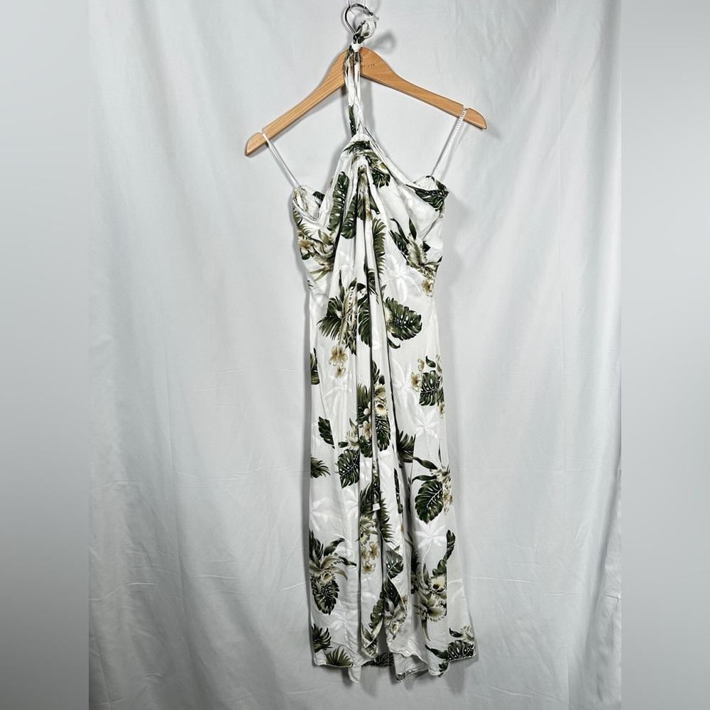 Sunny Island Hawaii Womens Halter Tropical Rayon Dress Green Ivory Size 2XL - Picture 3 of 14